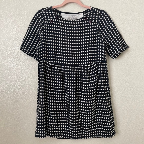 Ace & Jig Dress Womens Medium Blue White Polka Dot Mini Pockets Retro Prairie - Picture 3 of 11